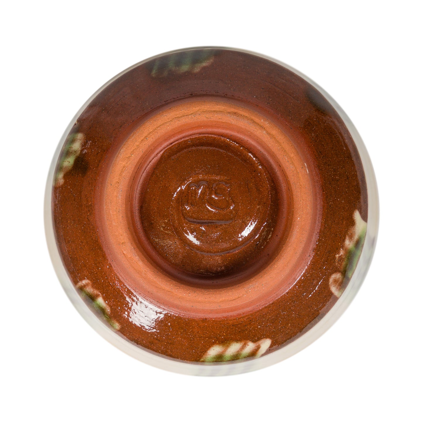 Slipware Chawan Tea Bowl - Cream/Green