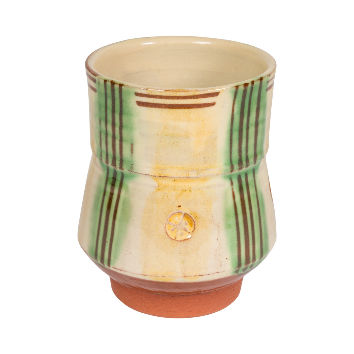 Slipware Yunomi Tea Bowl - Green/Cream