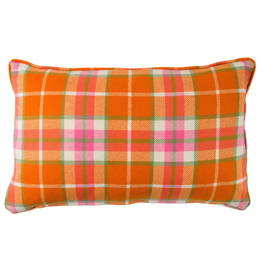 Large Check Lambswool Cushion - Flame
