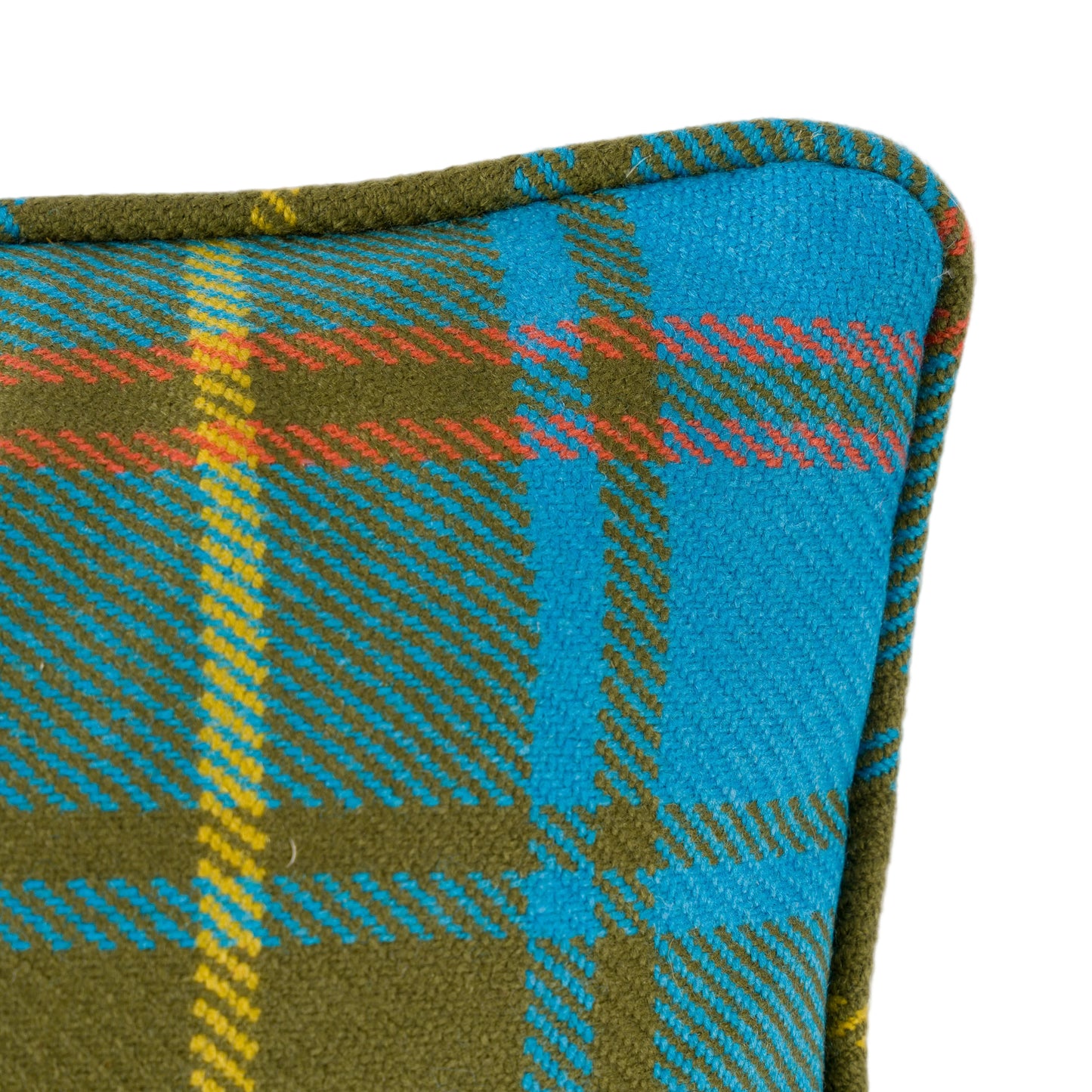 Large Check Lambswool Cushion - Marina