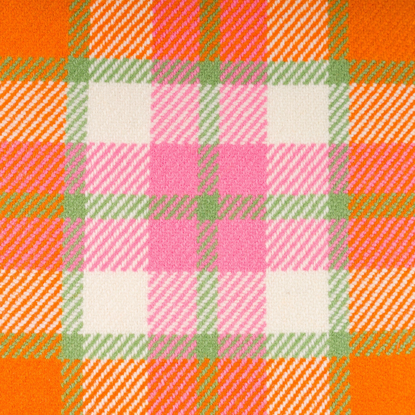 Large Check Lambswool Cushion - Flame