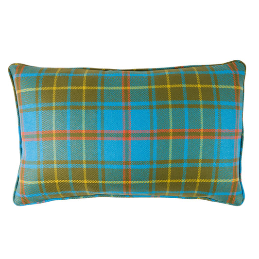 Large Check Lambswool Cushion - Marina