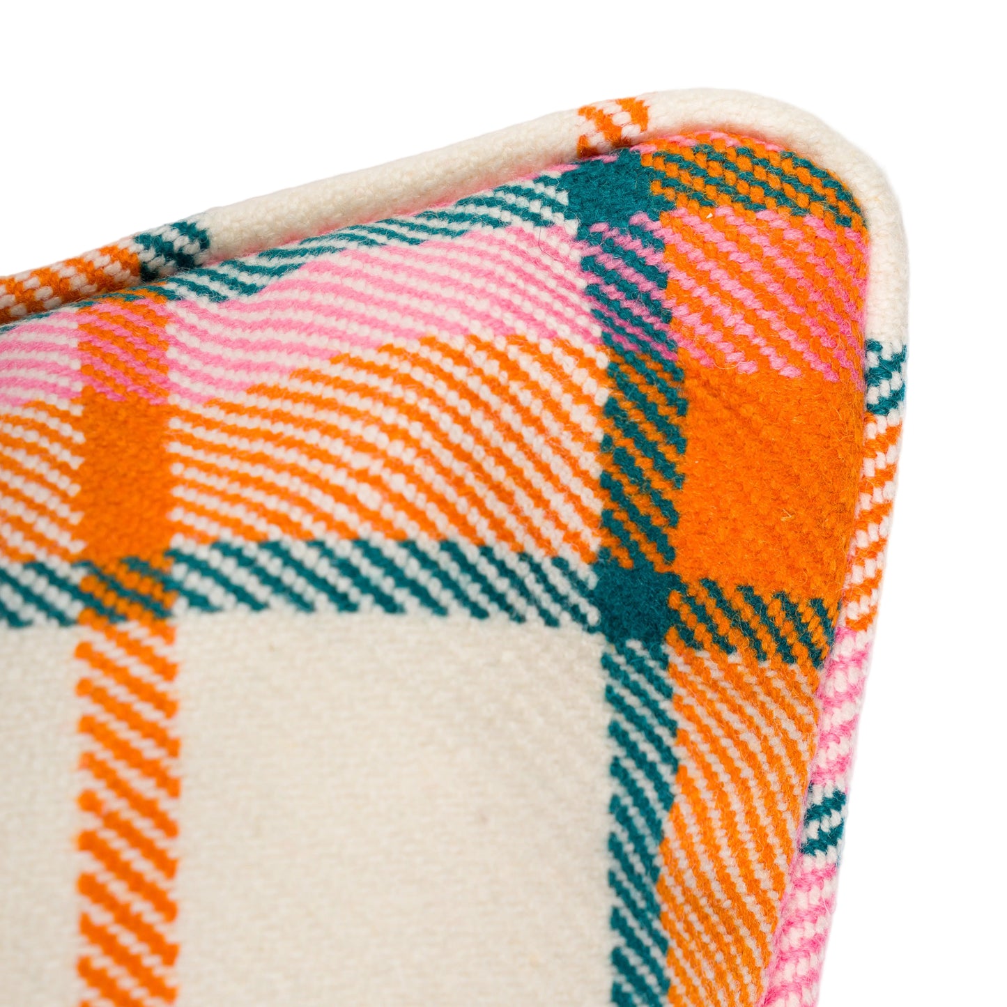 Large Check Lambswool Cushion - Strawberry
