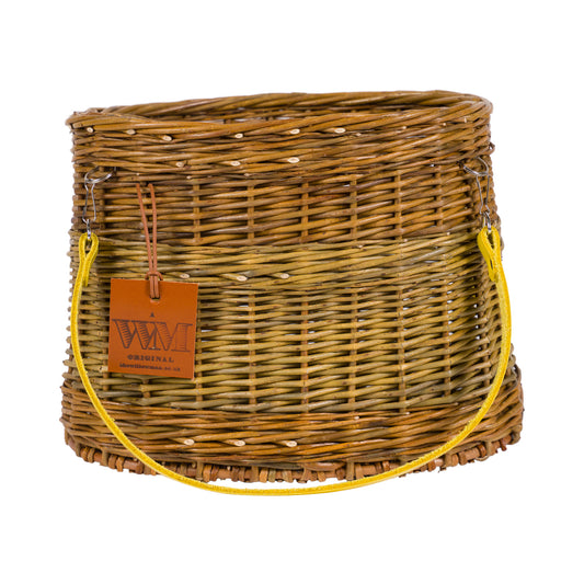 Willow Basket With Yellow Leather Handles