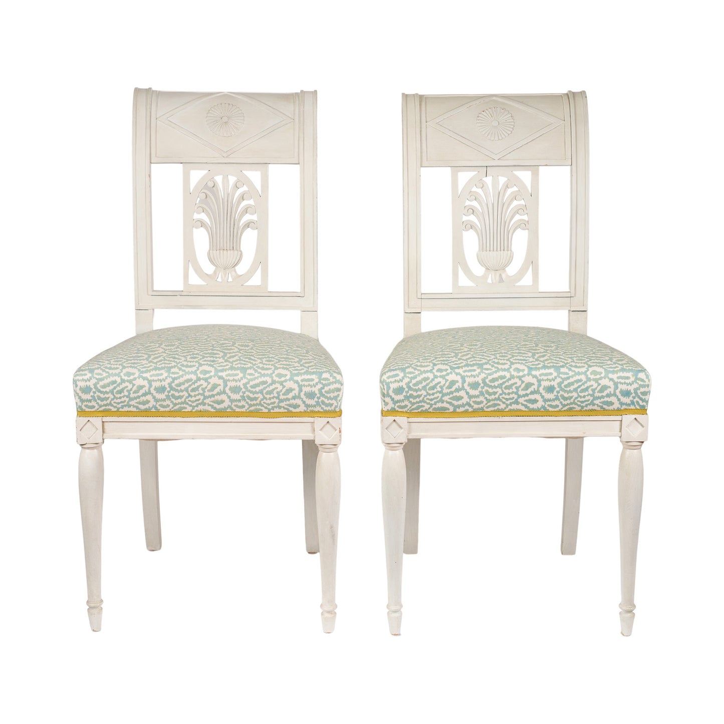 Set of 6 1920's French Painted Dining Chairs