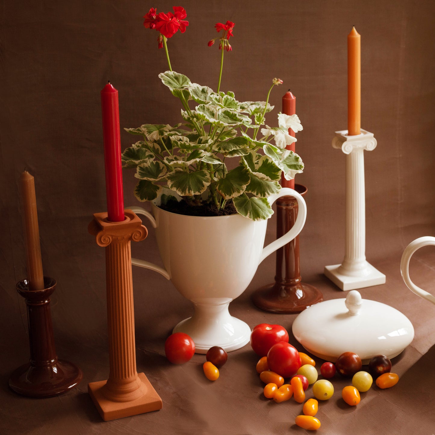 P&H Ionic Column Creamware Candlestick