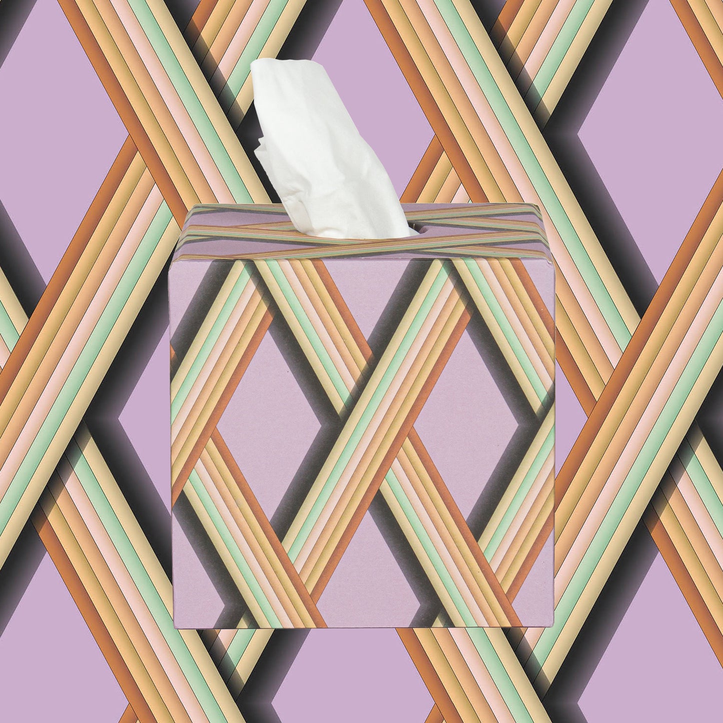 Tissue Box - Mauve Trellis Work