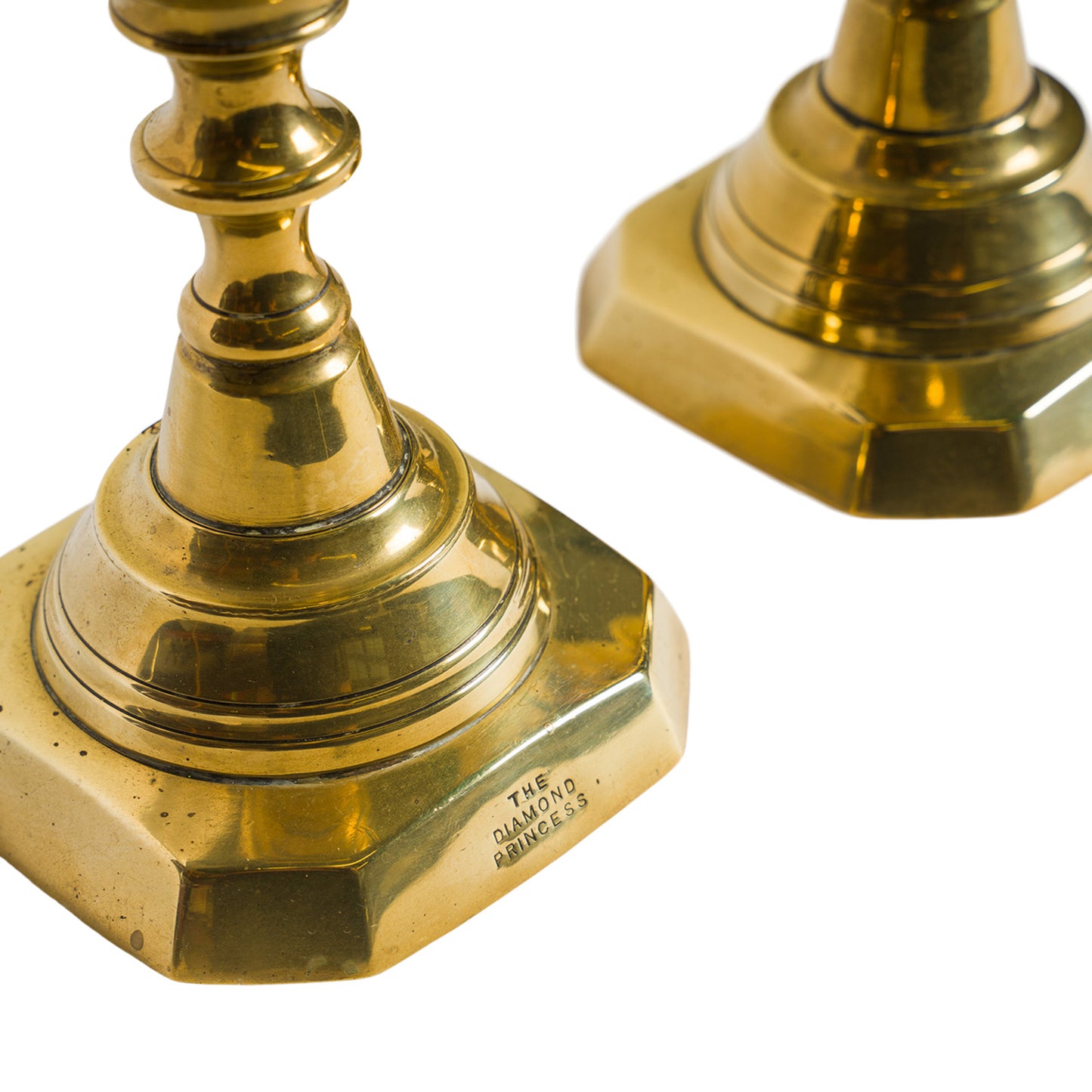 Pair Antique Brass Candlestick Lamps