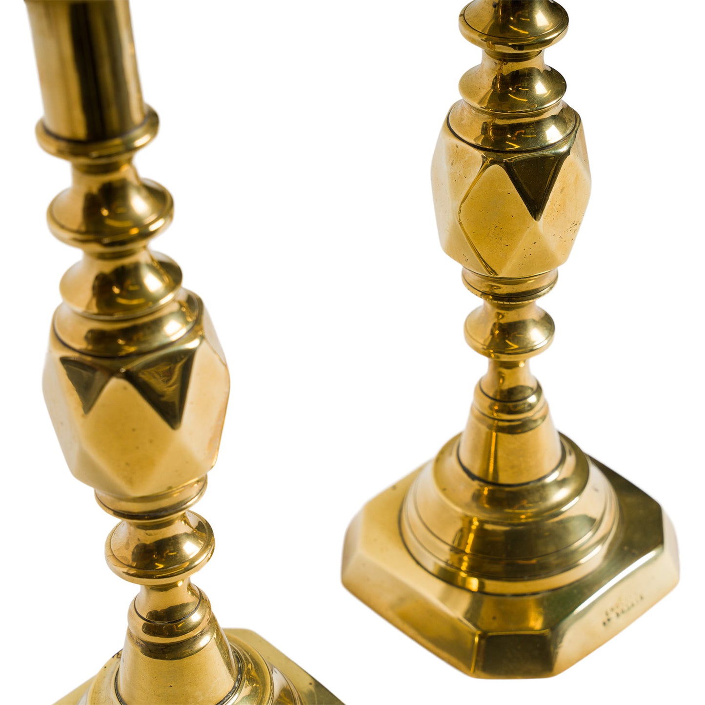 Pair Antique Brass Candlestick Lamps