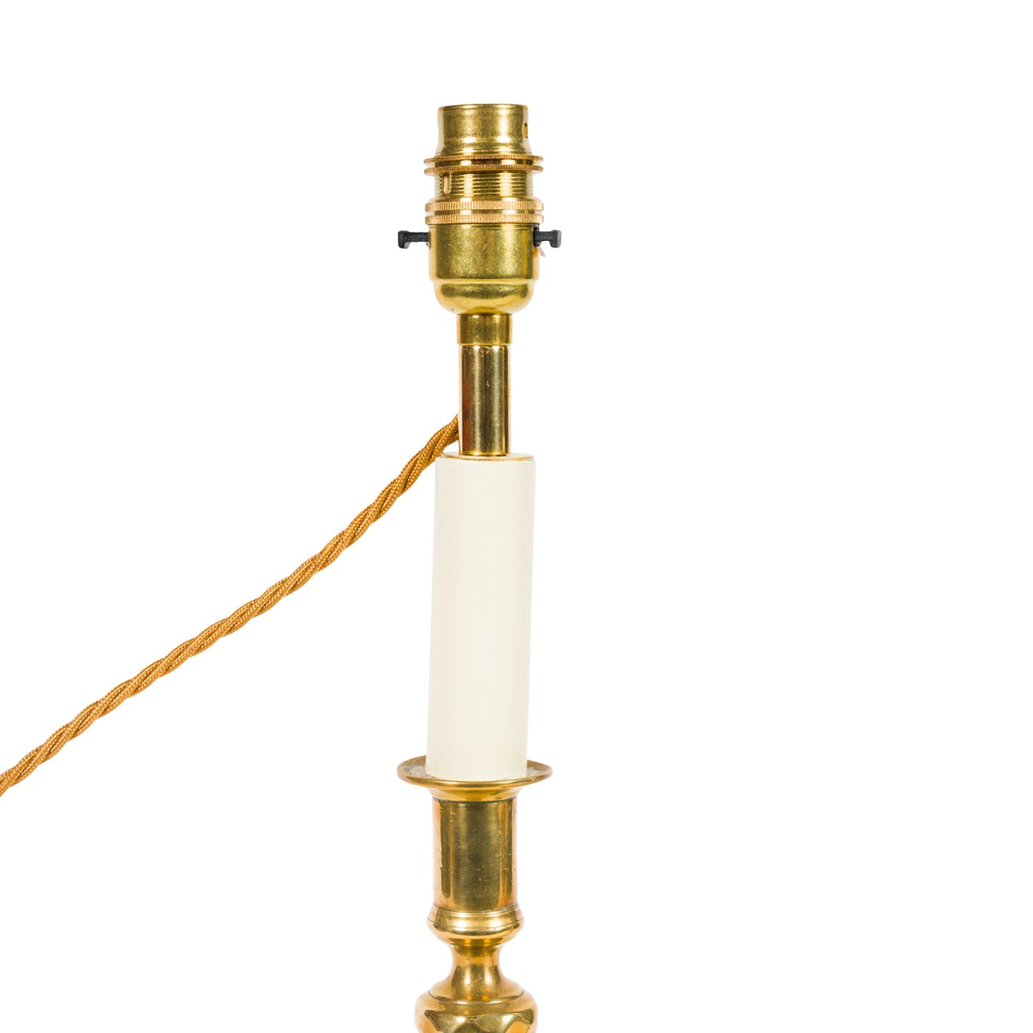 Pair Antique Brass Candlestick Lamps