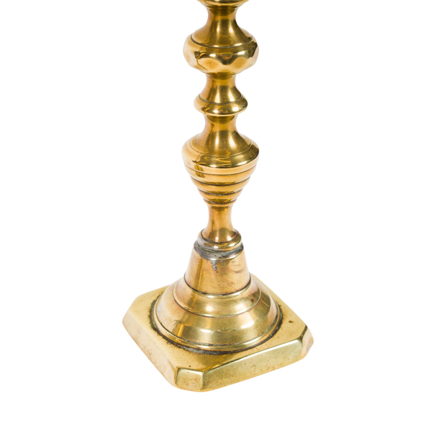 Pair Antique Brass Candlestick Lamps