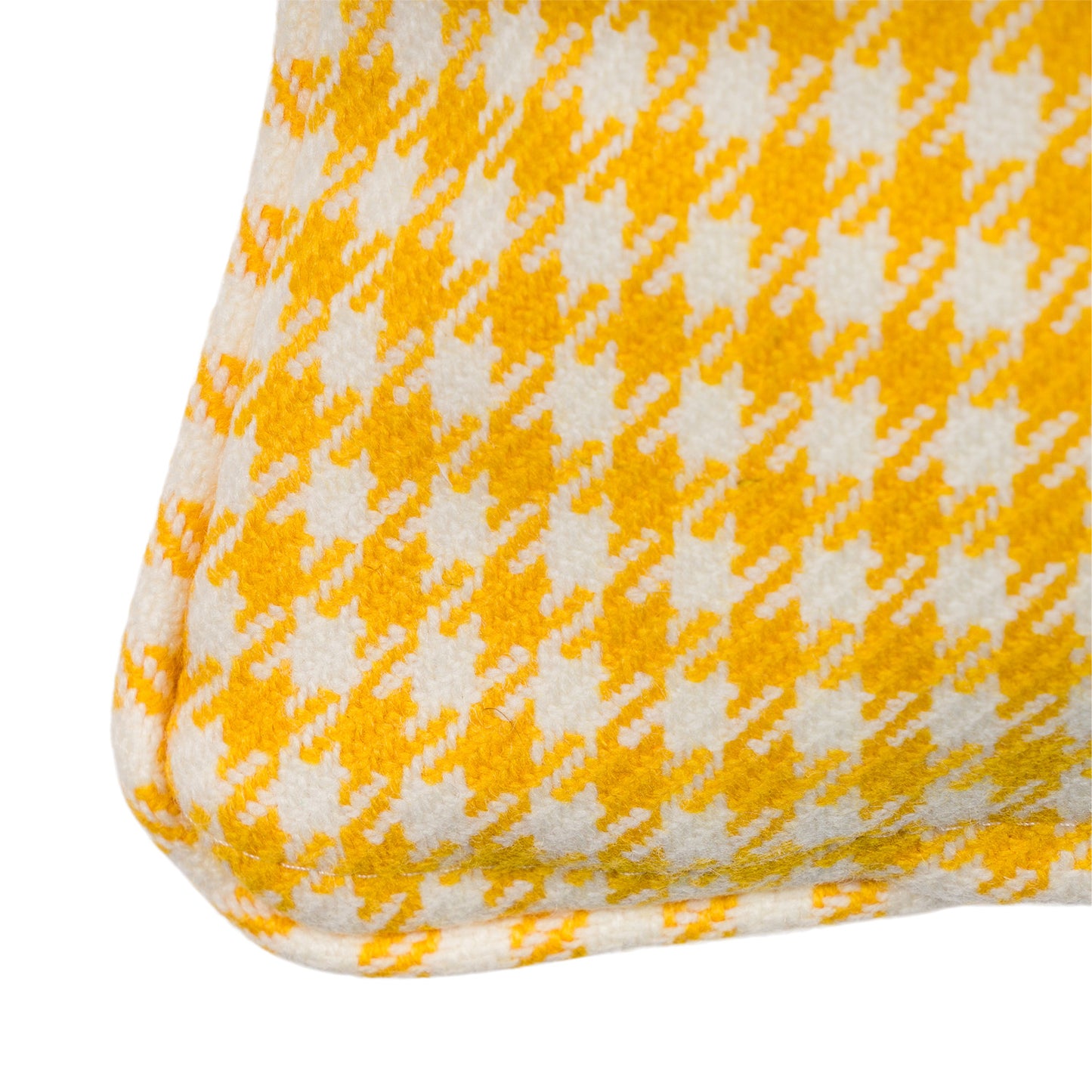 Large Houndstooth Lambswool Cushion - Gold