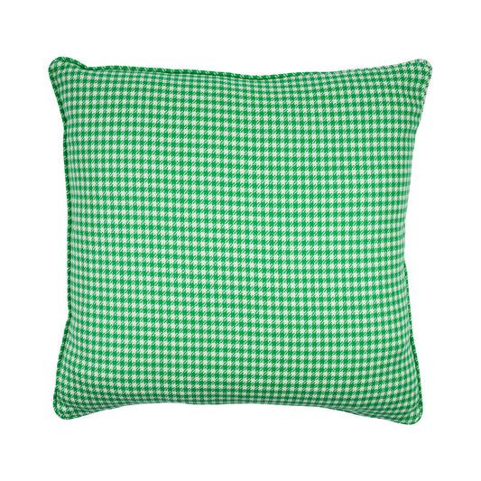 Large Houndstooth Lambswool Cushion - Green