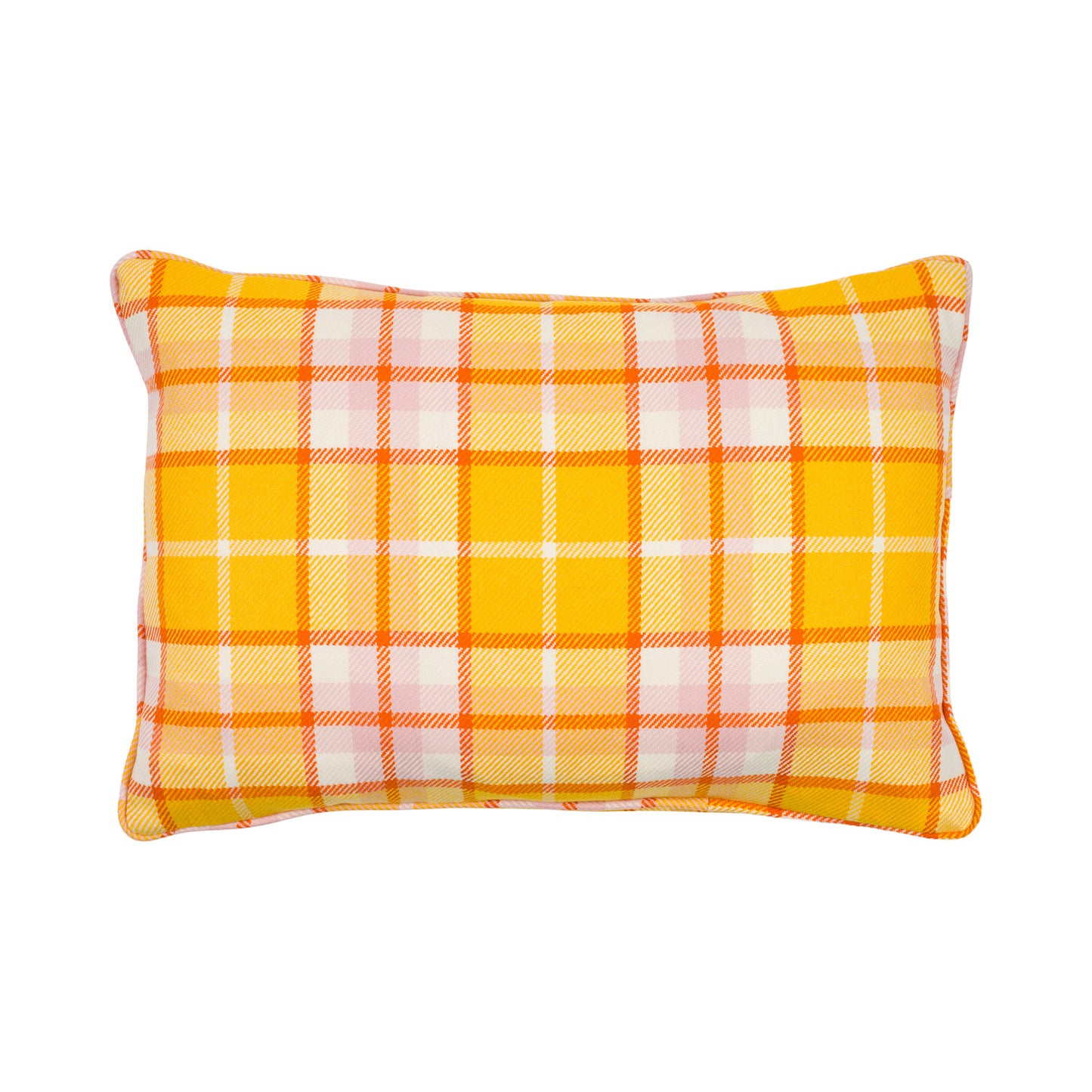 Check Lambswool Cushion - Gold