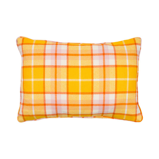 Check Lambswool Cushion - Gold