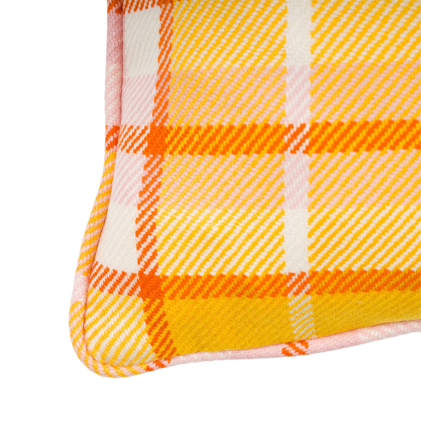 Check Lambswool Cushion - Gold