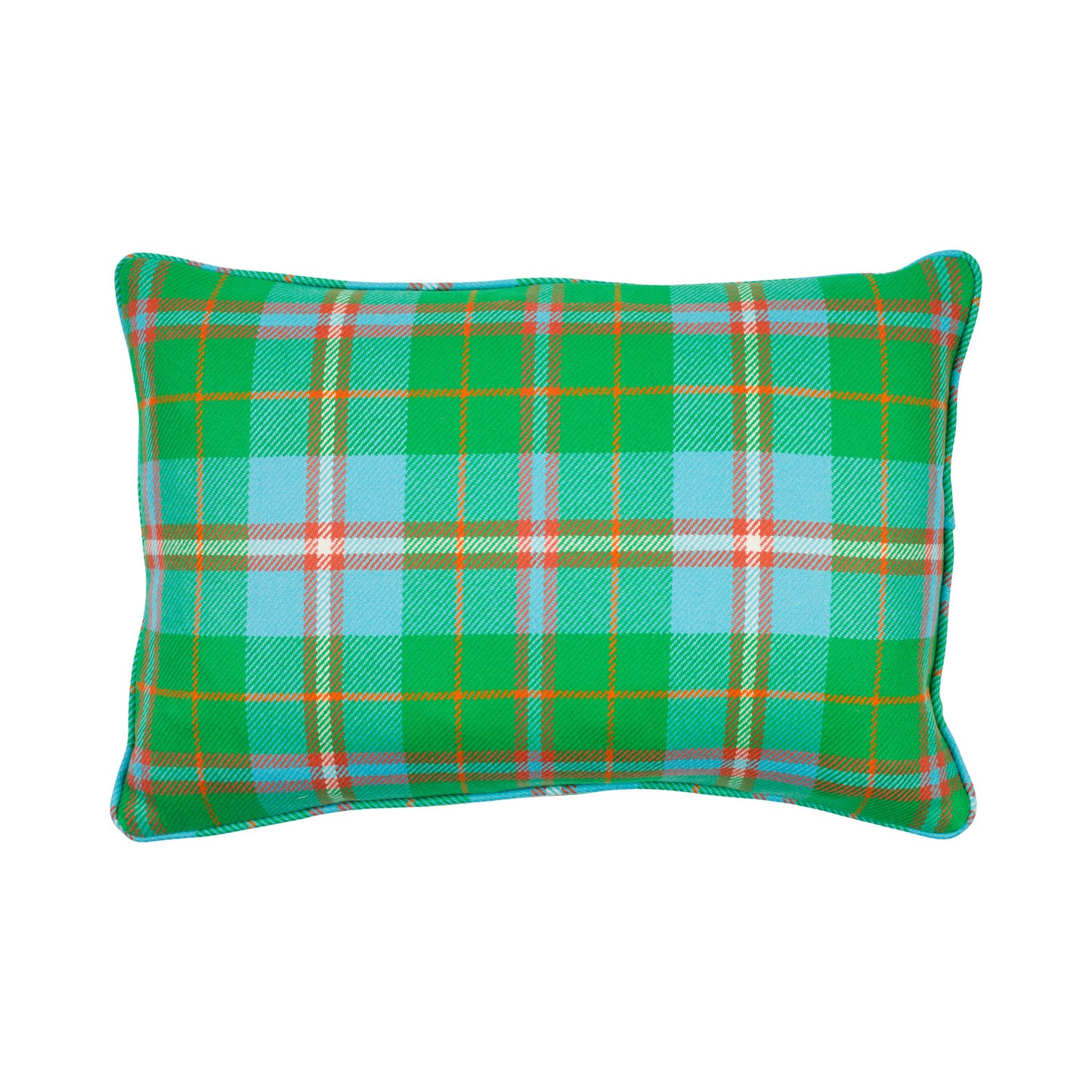 Large Check Lambswool  Cushion - Apple