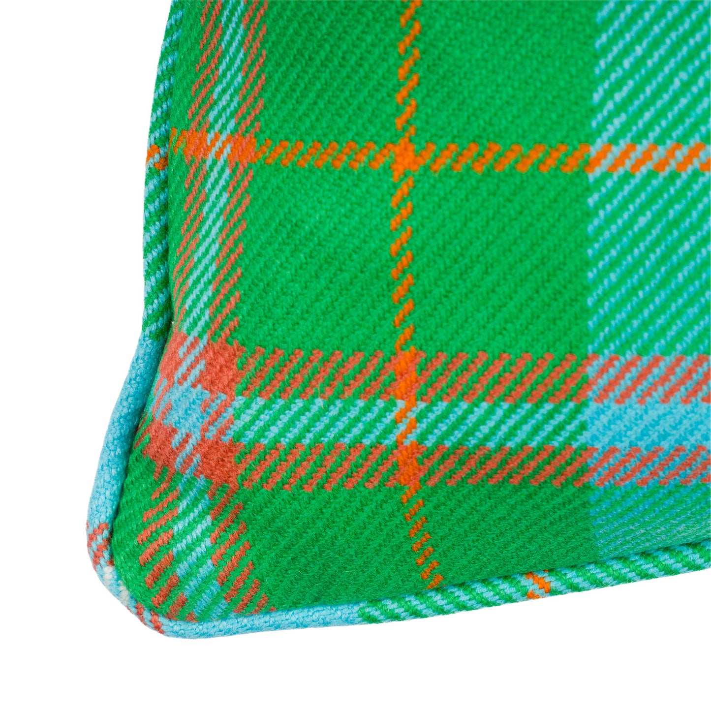 Large Check Lambswool  Cushion - Apple