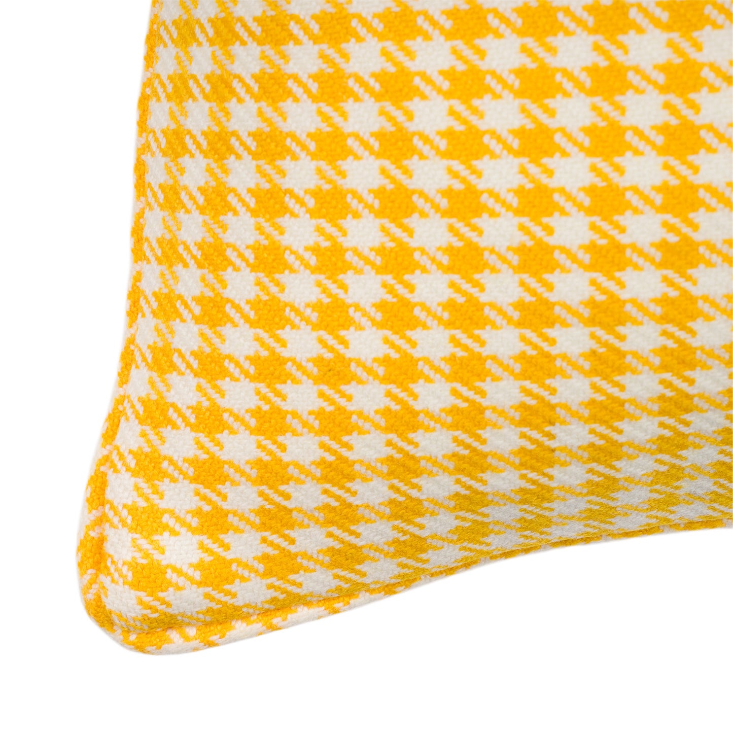 Houndstooth Lambswool Cushion - Gold