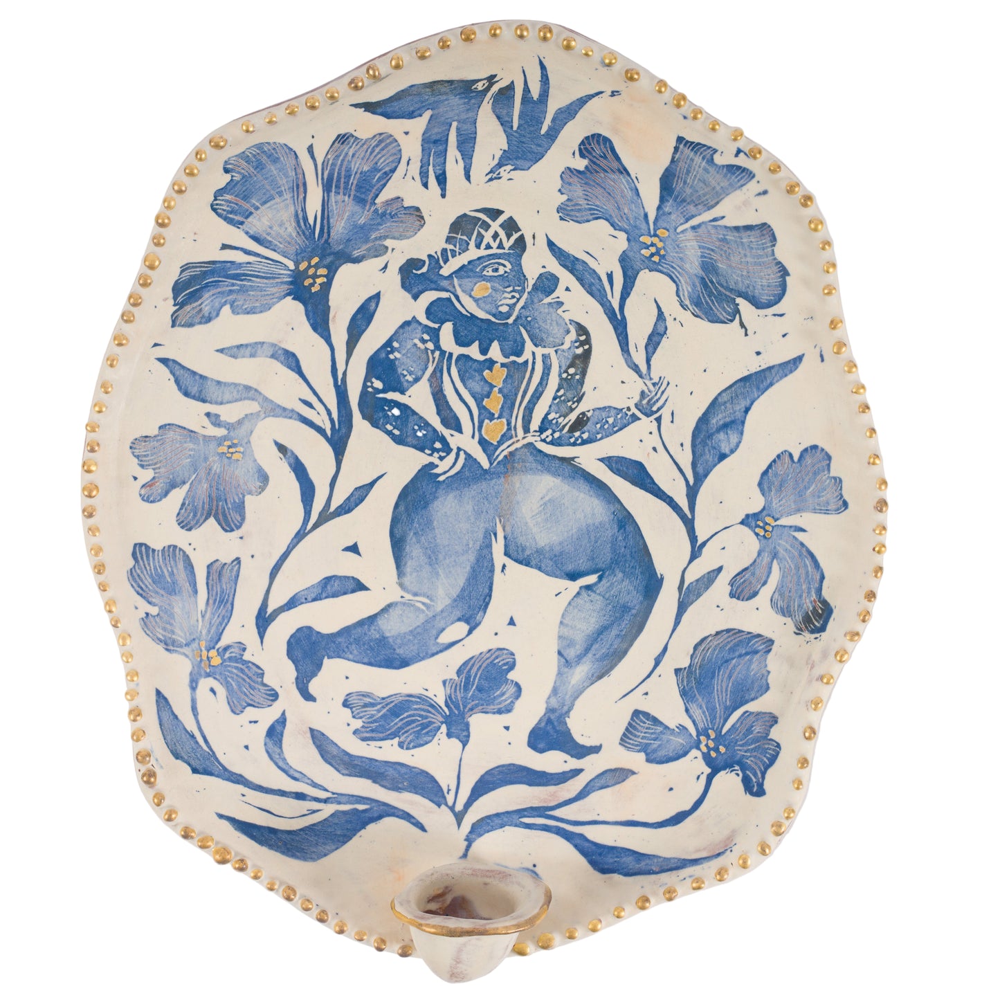 Blue Dancing Jester Candle Sconce