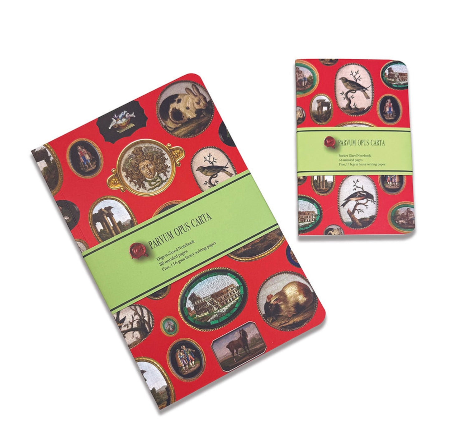 Micromosaics on Red Digest-Sized Notebook