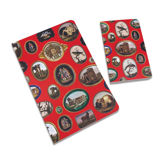 Micromosaics on Red Digest-Sized Notebook
