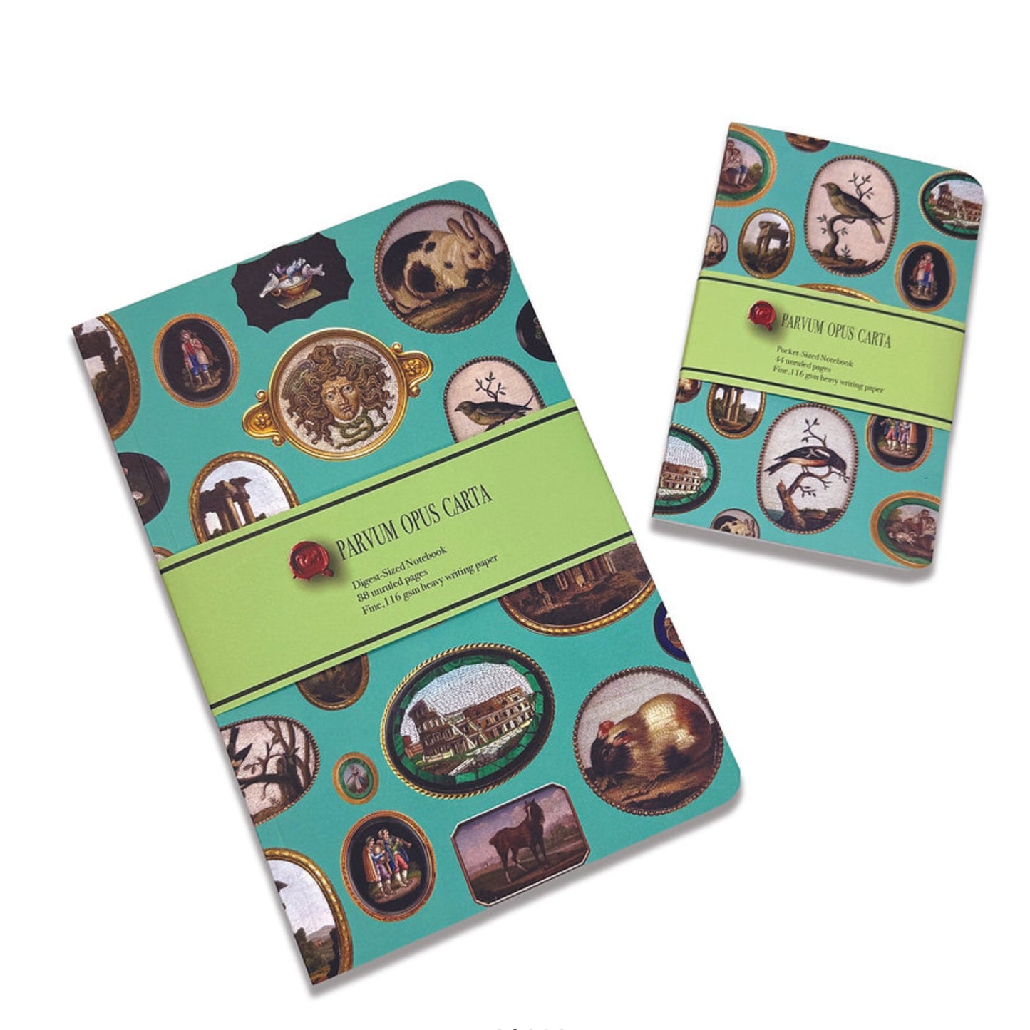 Micromosaics on Duck Egg Blue Digest-Sized Notebook