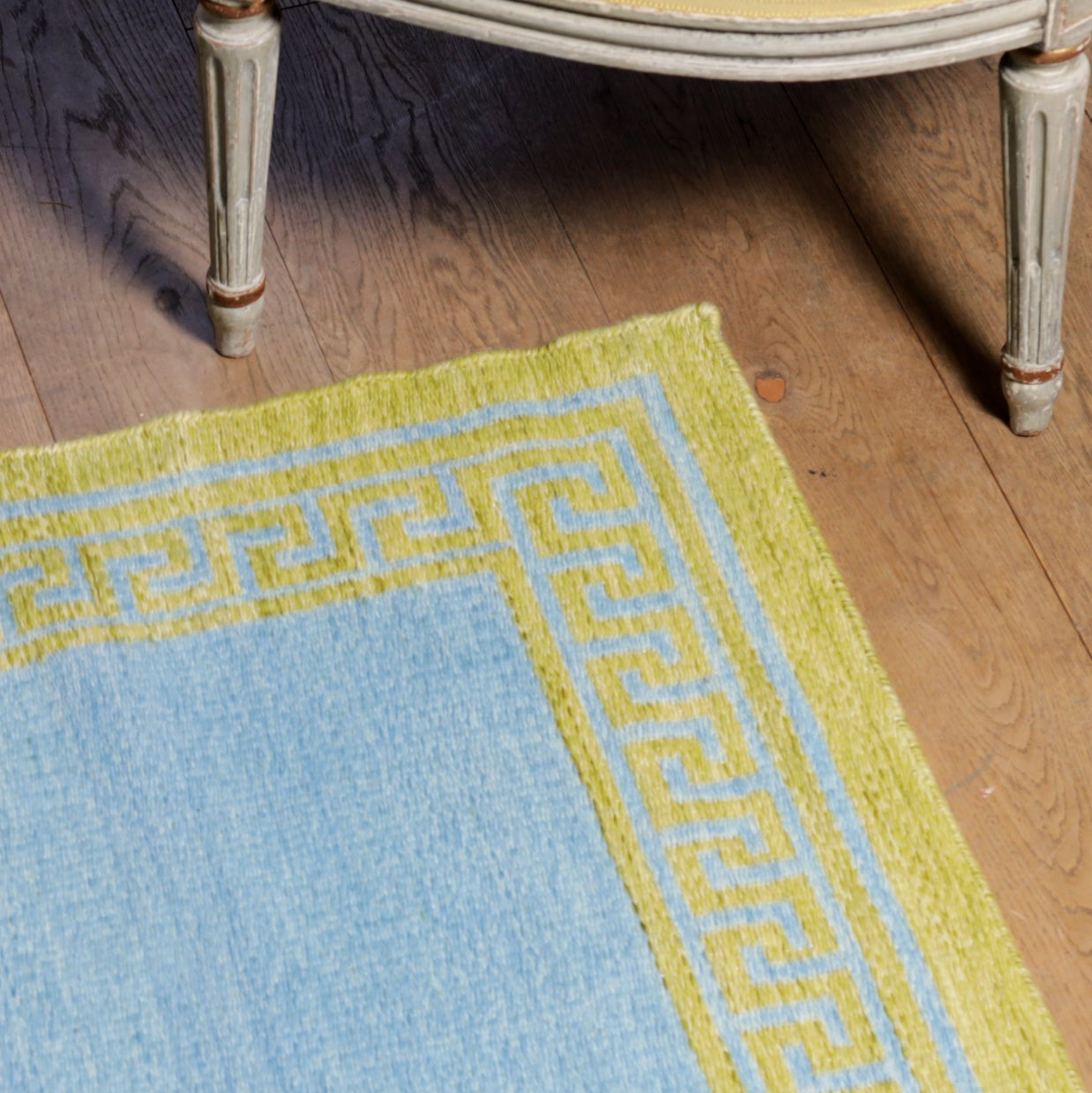 Blue & Green Greek Key Reversible Rug