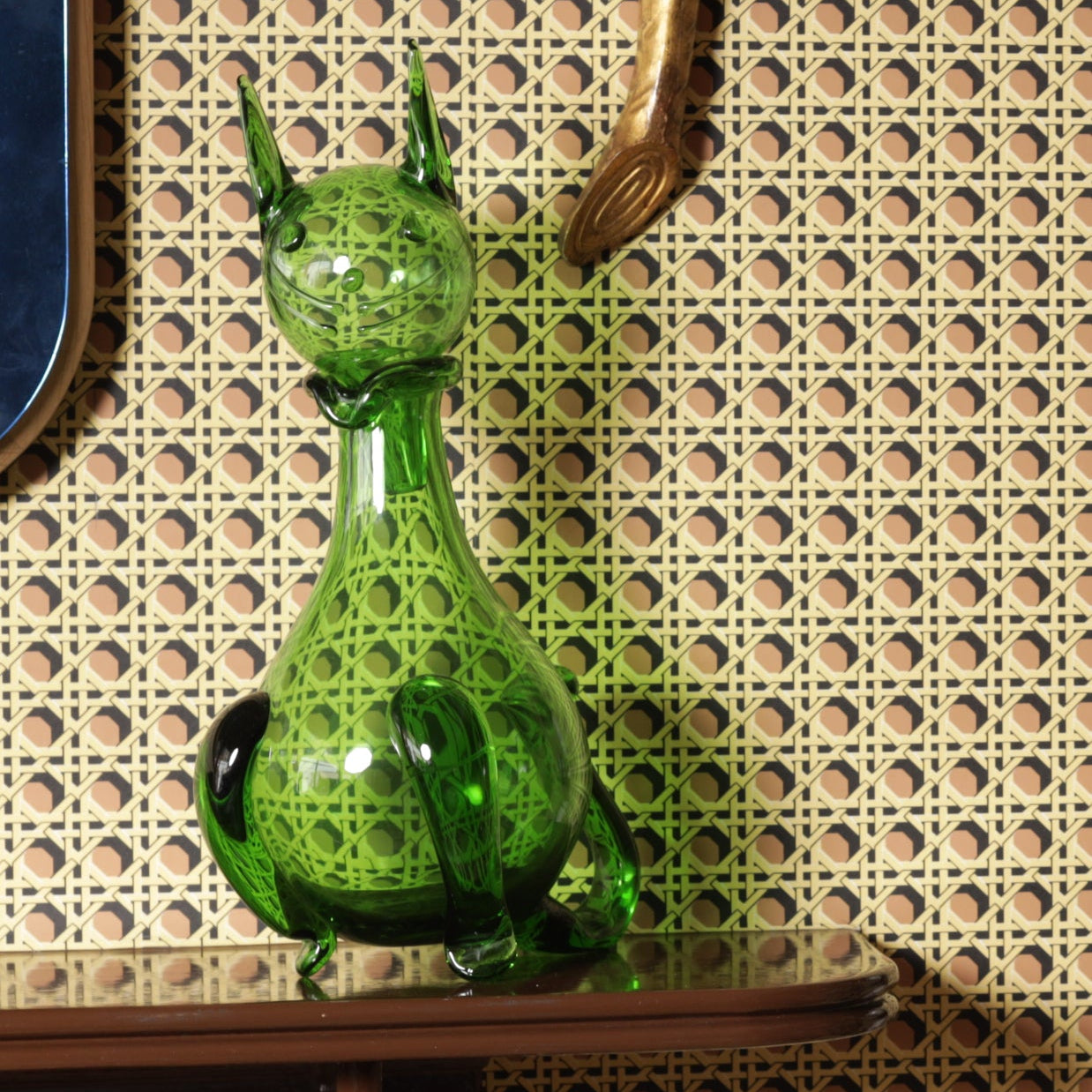 Empoli Verde Cat Decanter, Italy, c.1960s