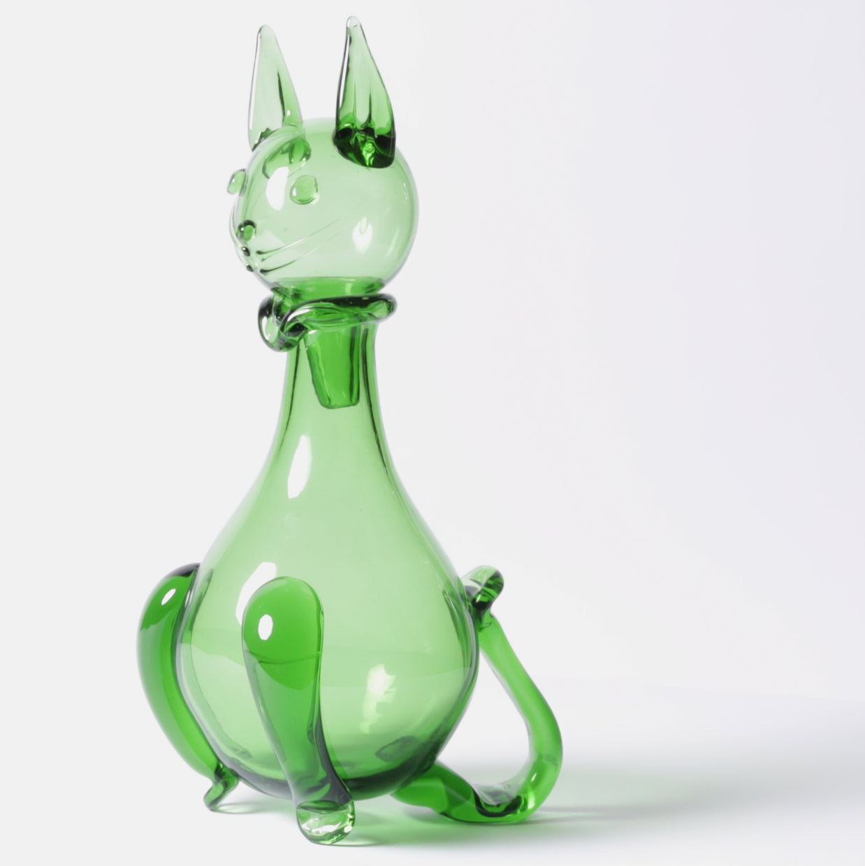 Empoli Verde Cat Decanter, Italy, c.1960s