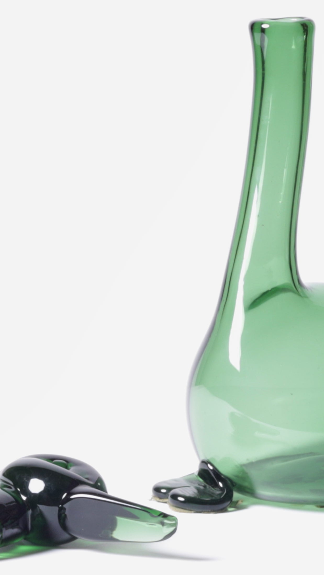 Empoli Verde Glass Duck Decanter, Italy c.1960s