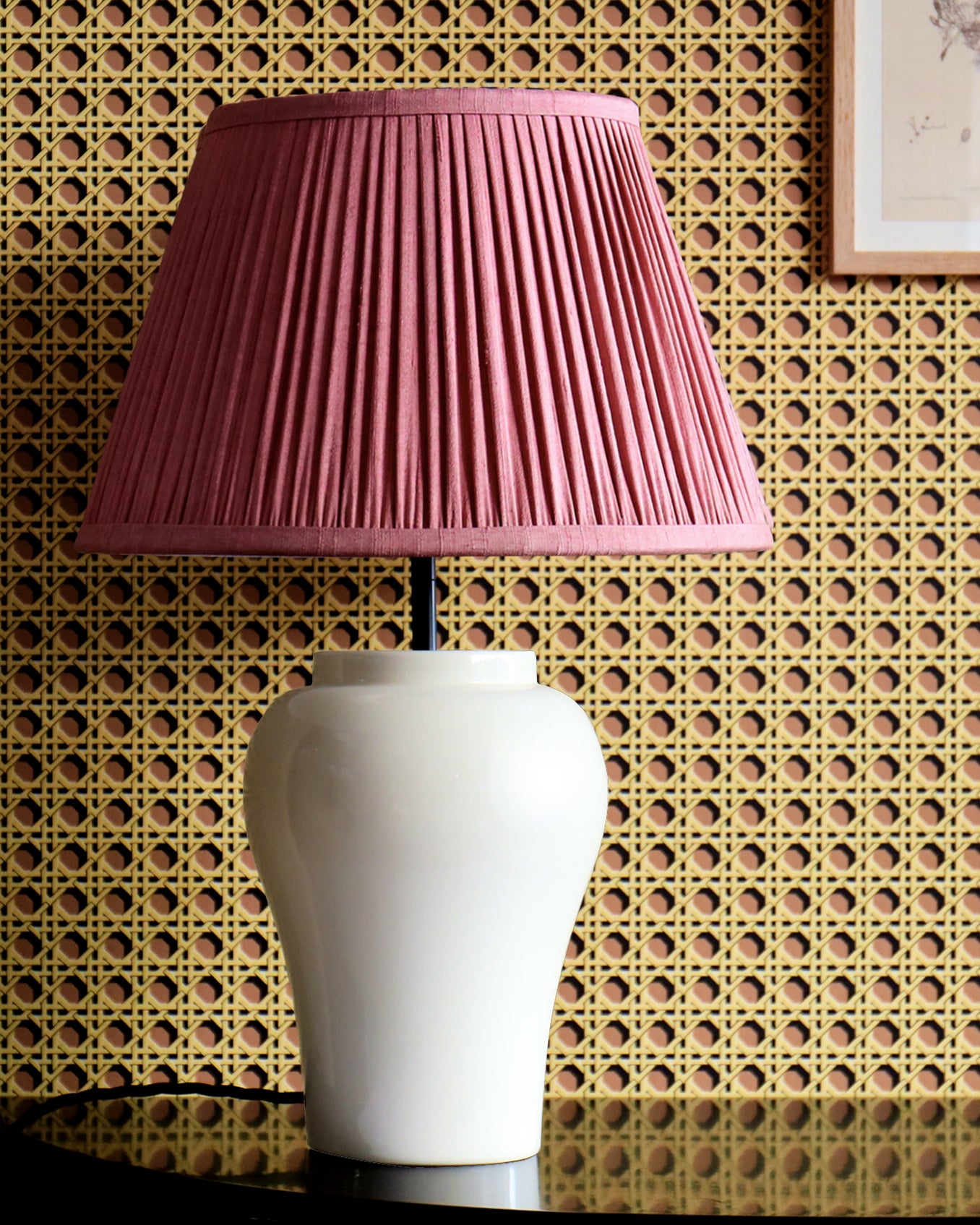 14" Natural Dyed Silk Dupion Lampshade - Pink