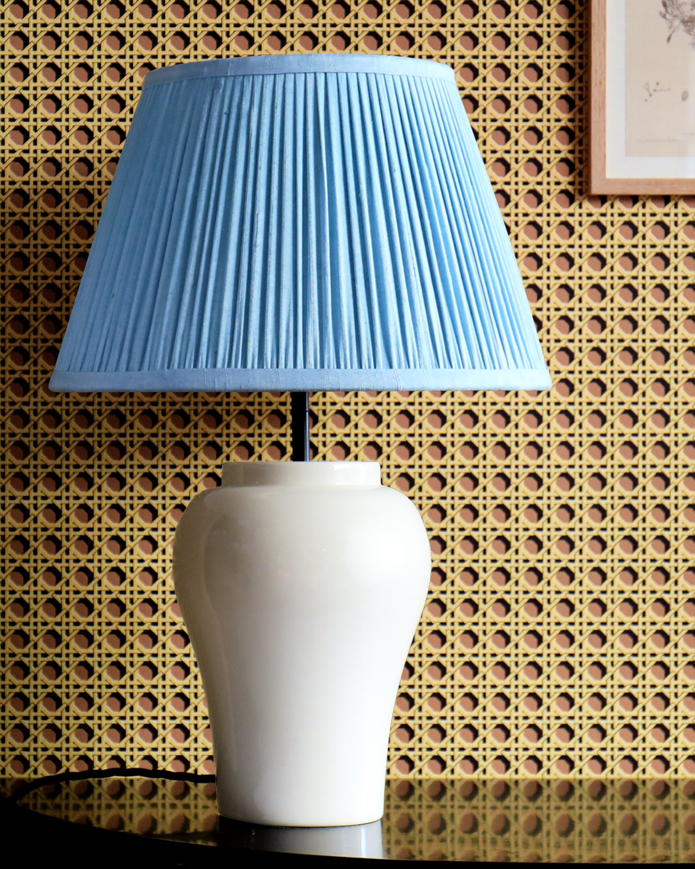 14" Natural Dyed Silk Dupion Lampshade - Blue