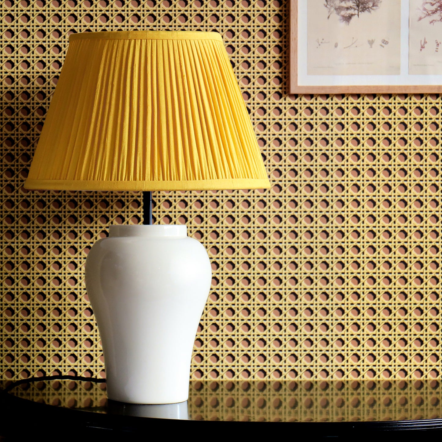 14" Natural Dyed Silk Dupion Lampshade - Yellow