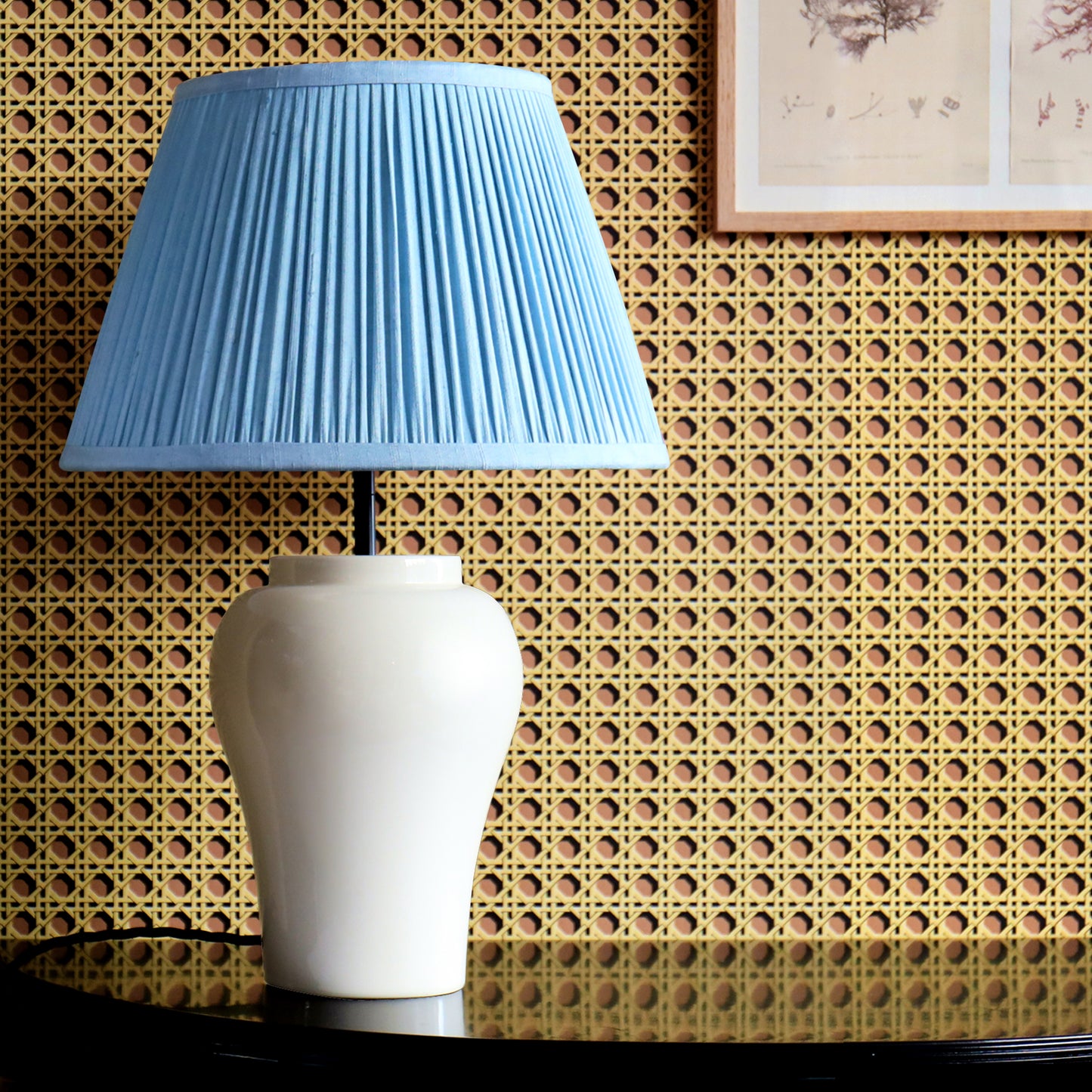 14" Natural Dyed Silk Dupion Lampshade - Blue