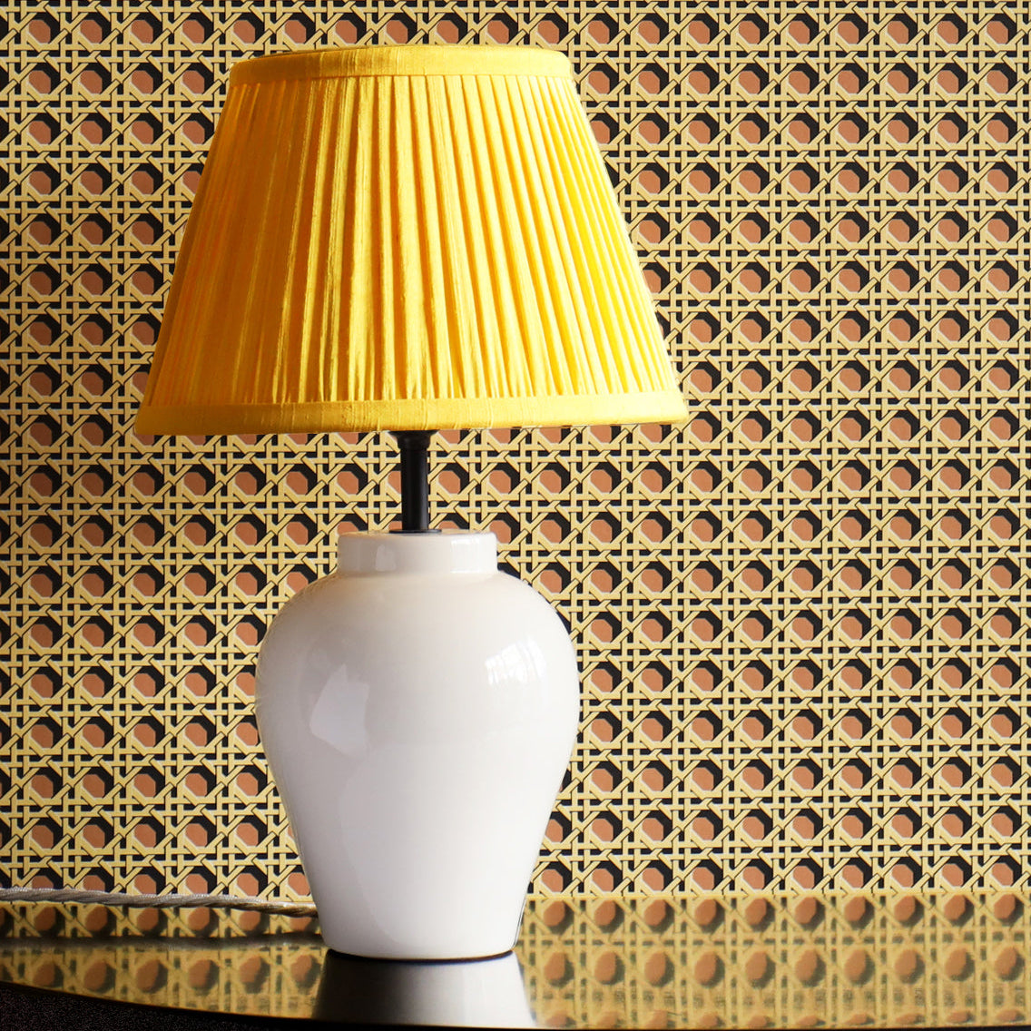 10" Natural Dyed Silk Dupion Lampshade - Yellow