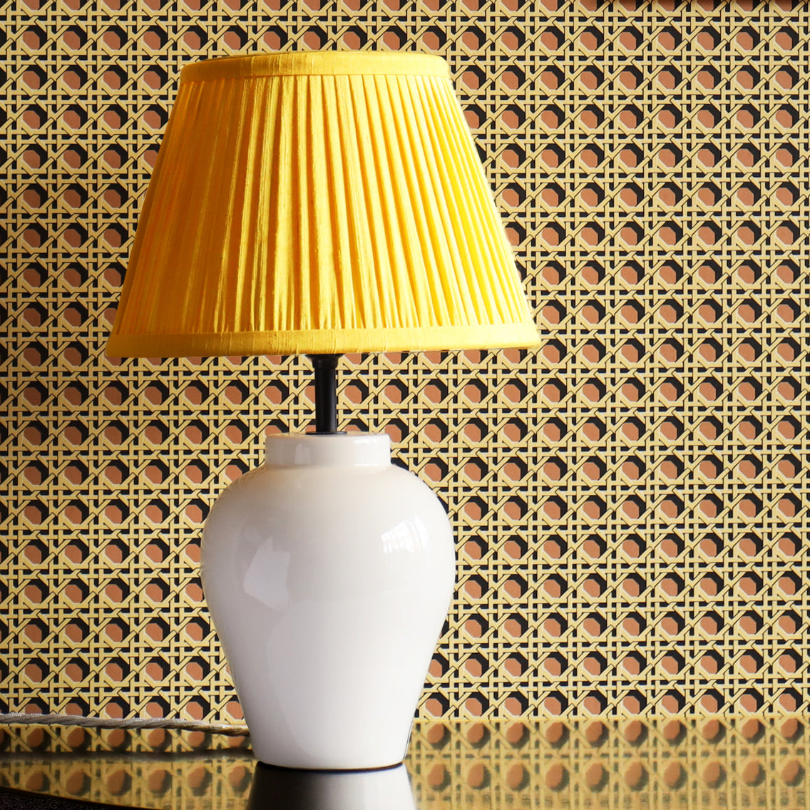 10" Natural Dyed Silk Dupion Lampshade - Yellow