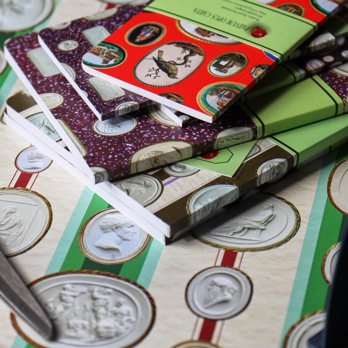 Micromosaics on Red Pocket-Sized Notebook