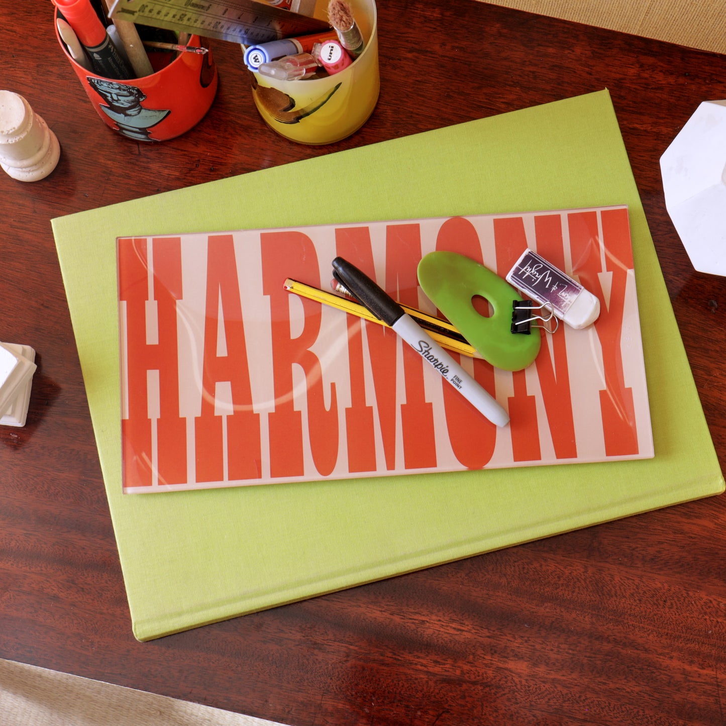 6" x 12" Harmony Decoupage Tray - Peach & Red