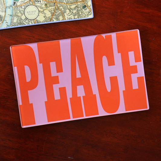 5" x 8" Peace Decoupage Tray - Lilac & Red