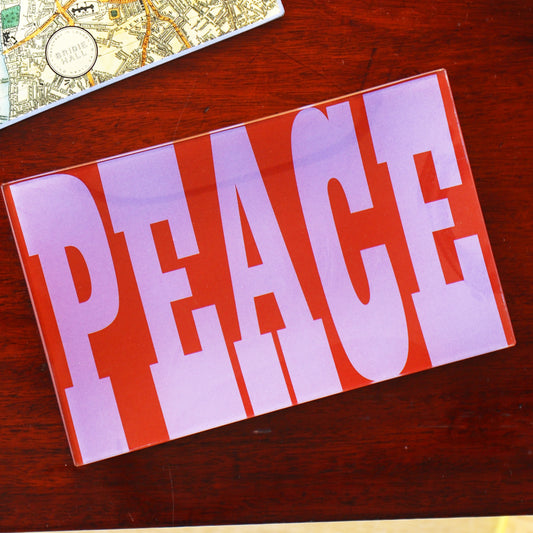 5" x 8" Peace Decoupage Tray - Red Oxide & Lilac