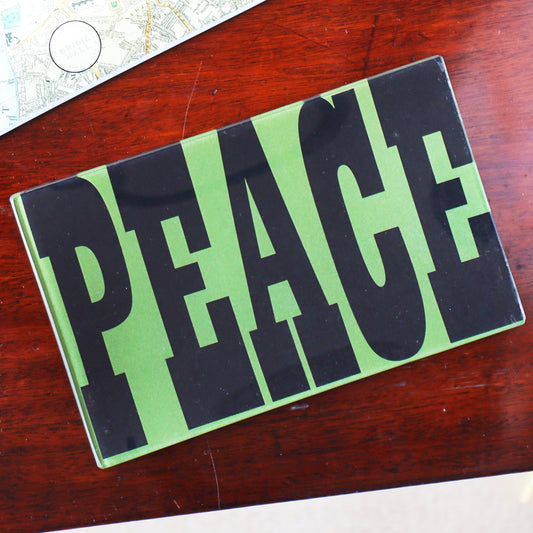 5" x 8" Peace Decoupage Tray - Olive Green & Black
