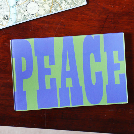 5" x 8" Peace Decoupage Tray - Grass Green & Lavender
