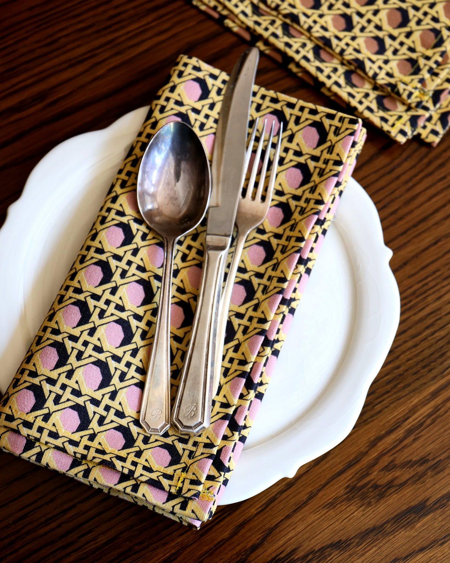 Regency Caning Napkin - Pink