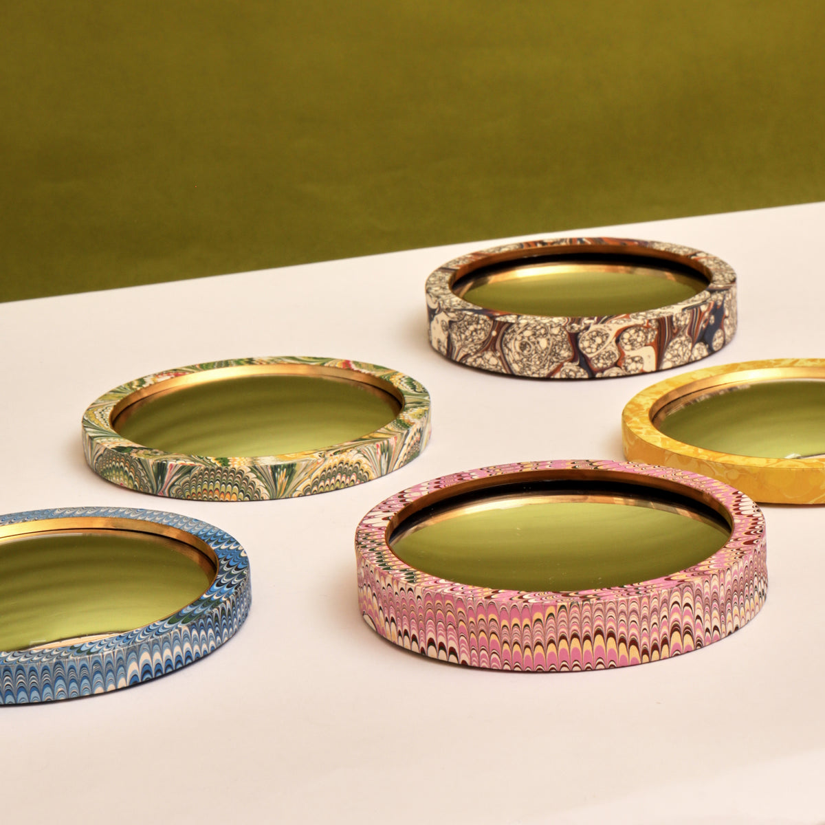 Simple Round Mini Convex Mirror - Chartreuse
