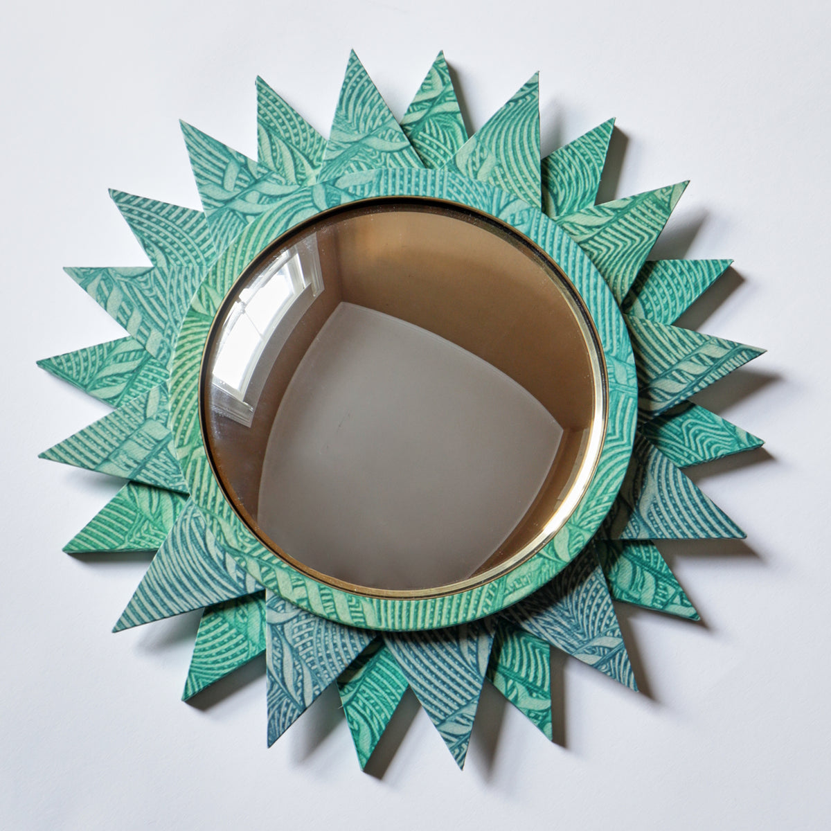 Large 24-Point Star Mirror - Green Paste Paper