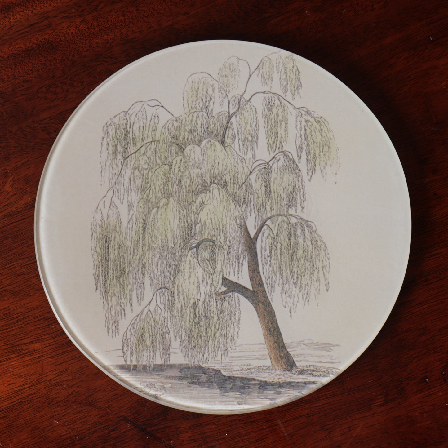 7" Round Willow Tree Decoupage Tray