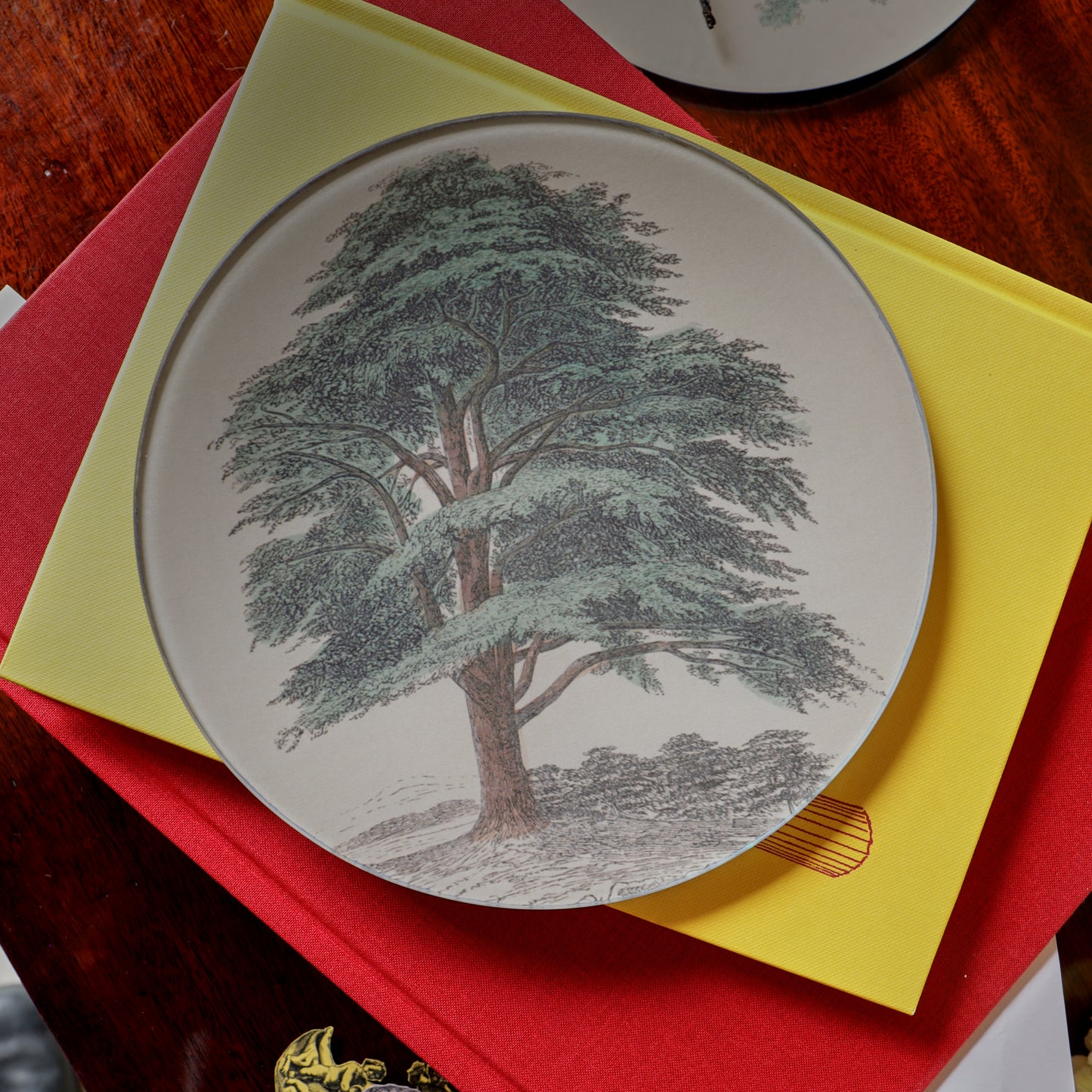 7" Round Algum Tree Decoupage Tray