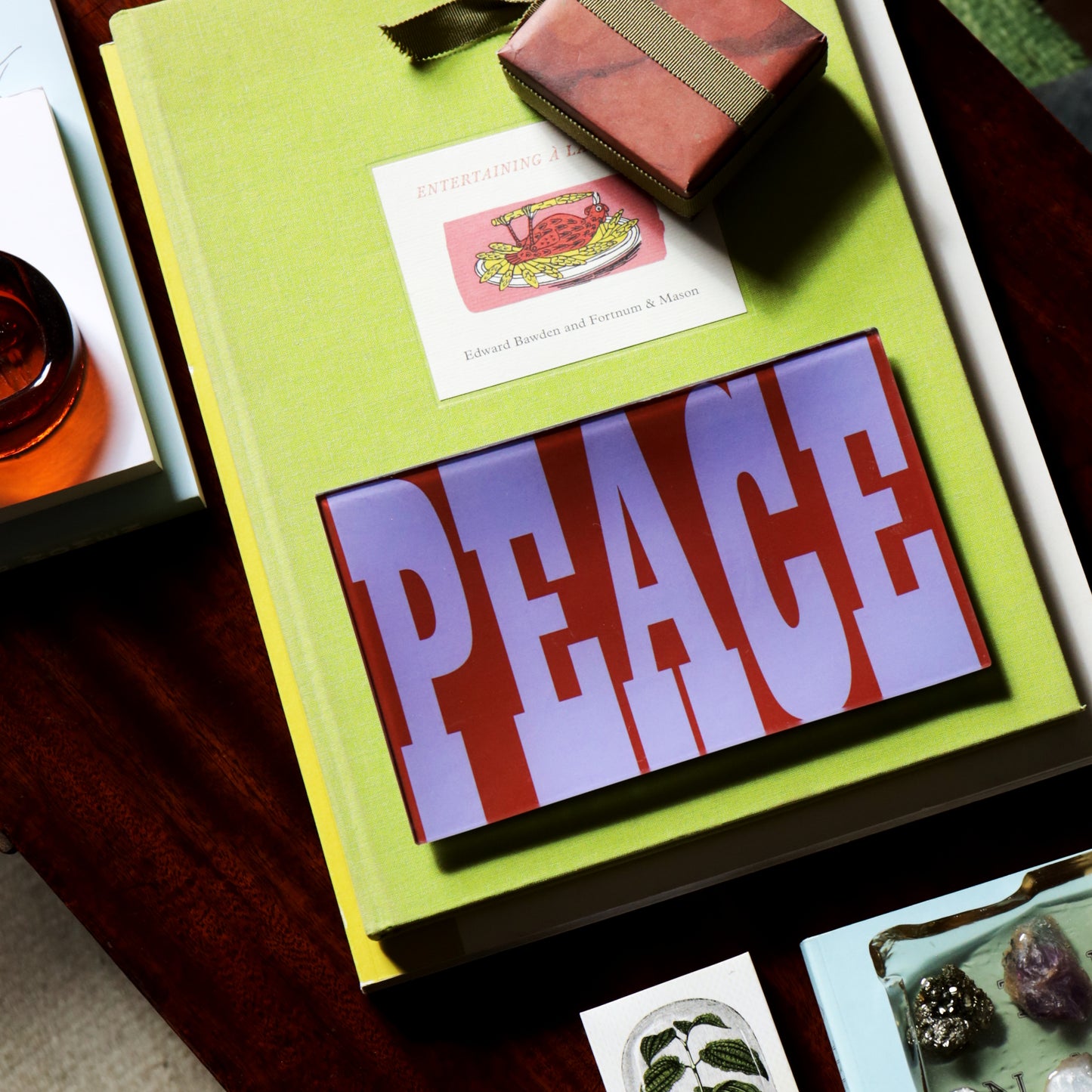 5" x 8" Peace Decoupage Tray - Lilac & Red