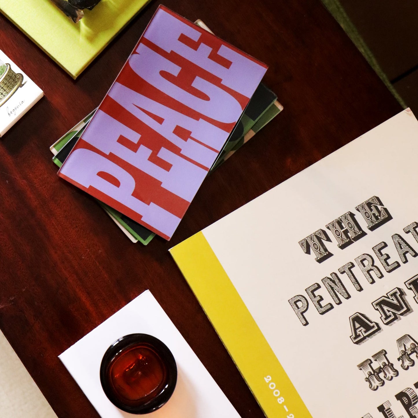 5" x 8" Peace Decoupage Tray - Lilac & Red